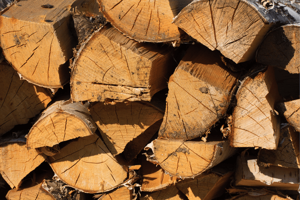 Stacked birch firewood Stacked birch firewood